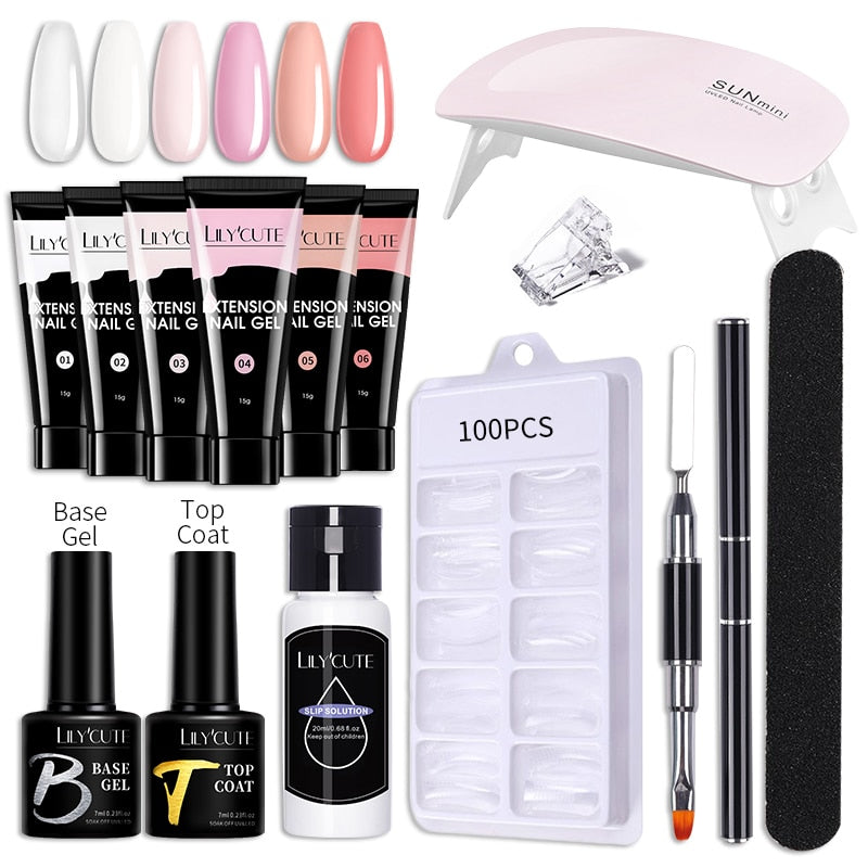 kit Completo de Alongamento de Unhas em Gel Lilycute + GRÁTIS CABINE DE LUZ UV - ÚLTIMAS UNIDADES